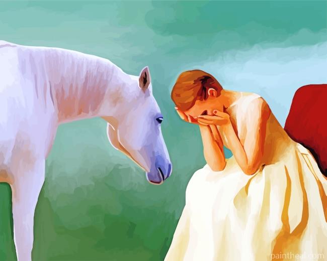 Sad Girl And Horse Painting By Numbers Kits