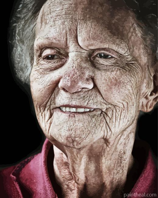 Old Woman Smiling Face Painting By Numbers Kits