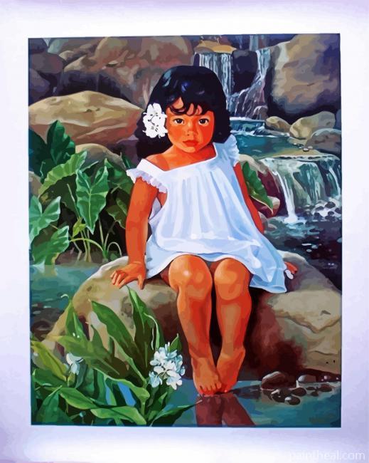 Hawaiian Girl With White Dress Painting By Numbers Kits