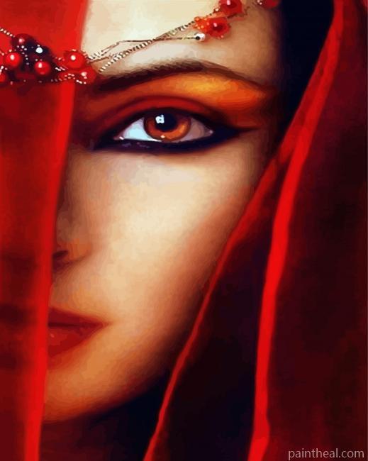 Arabian Lady With Red Eye Painting By Numbers Kits