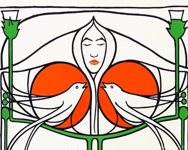 Woman and Birds by Charles Rennie Mackintosh Painting By Numbers Kits
