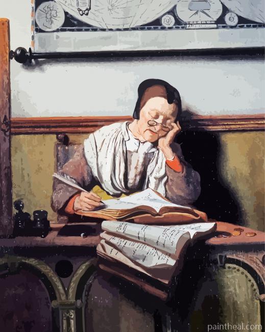 Dutch Woman Writng Painting By Numbers Kits