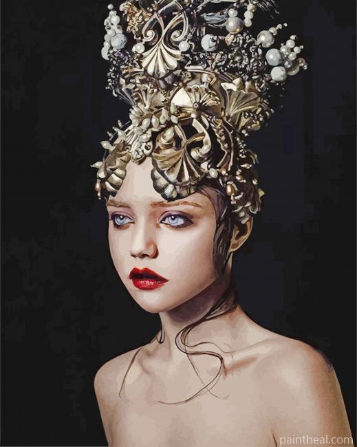 Woman With Headdress Painting By Numbers Kits