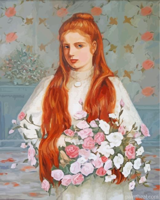 Irish Girl And Flowers Painting By Numbers Kits