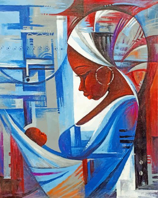 Black African Mother And Child Painting By Numbers Kits