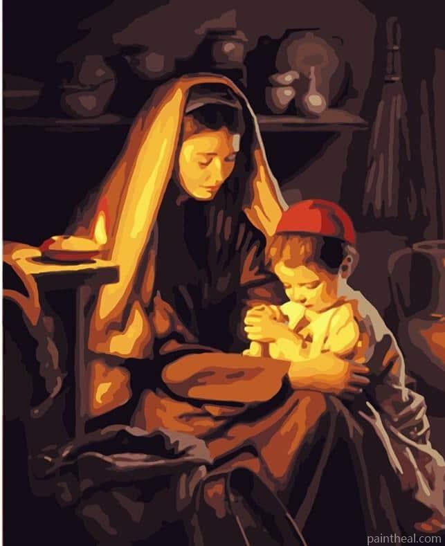 Mother Mary And Child Painting By Numbers Kits