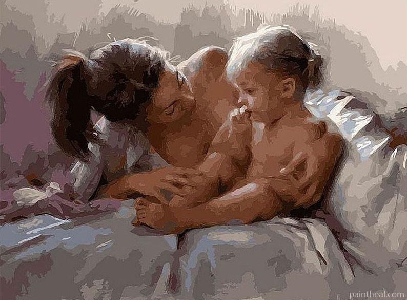 Mother And Daughter Art Painting By Numbers Kits