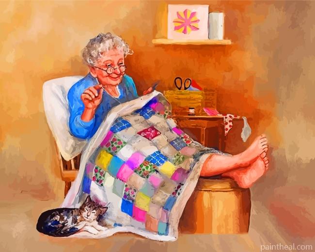 Grandma Enjoying Her Time Alone Painting By Numbers Kits