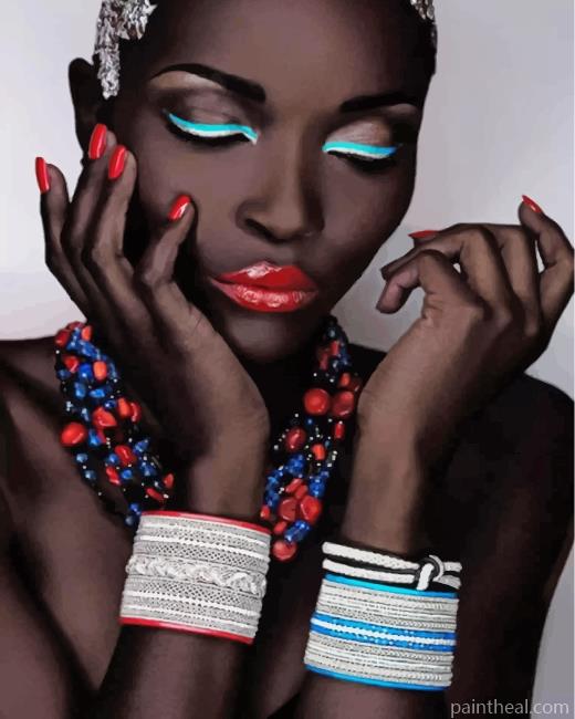 Stylish Black Woman Painting By Numbers Kits