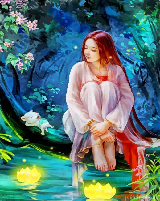 Asian Forest Girl Painting By Numbers Kits