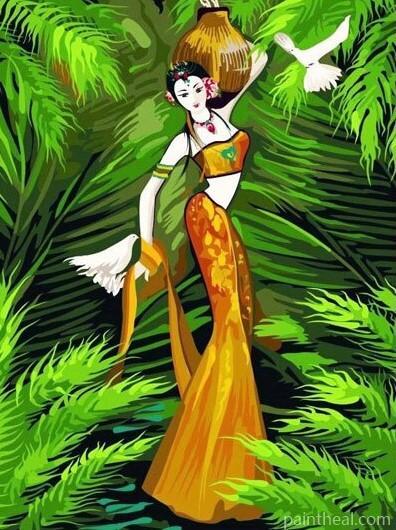 Jungle Indian Lady Painting By Numbers Kits