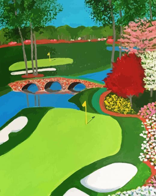 Aesthetic Amen Corner Golf Painting By Numbers Kits