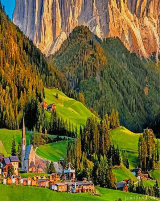 Beautiful Village In Nature Painting By Numbers Kits