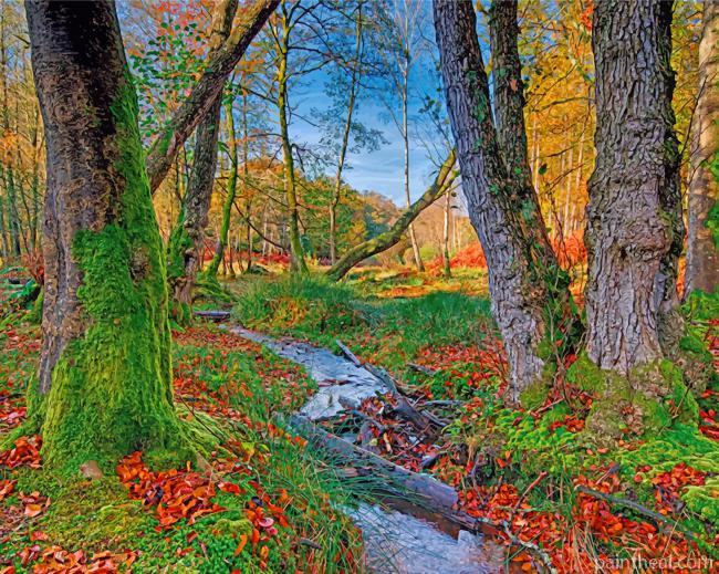Aesthetic Green Woodland Painting By Numbers Kits