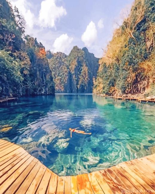Kayangan Lake in The Philippines Painting By Numbers Kits