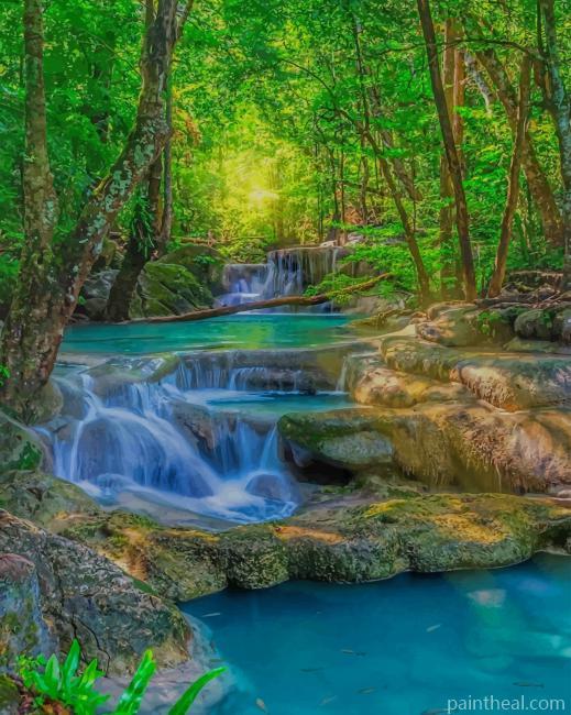 Erawan Waterfall Painting By Numbers Kits