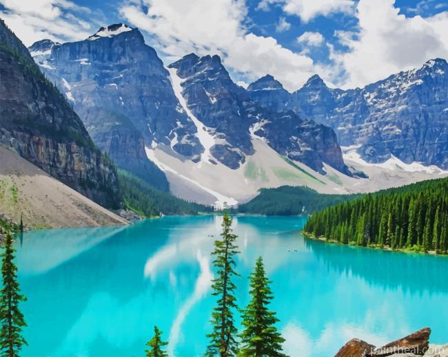 Snowy Banff National Park Canada Painting By Numbers Kits
