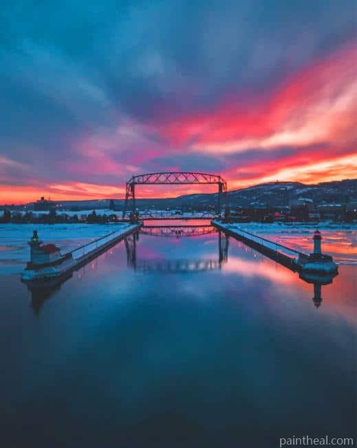 Sunset Lake Superior Duluth Painting By Numbers Kits