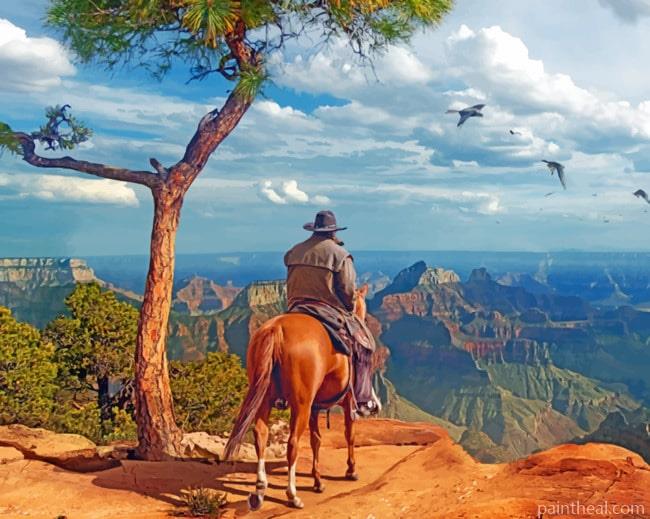 Grand Canyon And Cowboy Painting By Numbers Kits