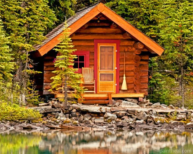 Cabin By Lake Painting By Numbers Kits
