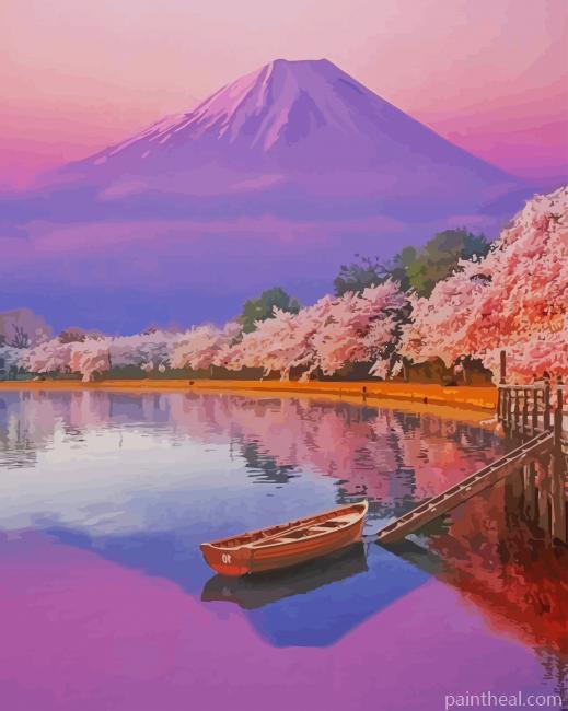 Cherry Blossom Mt Fuji Painting By Numbers Kits
