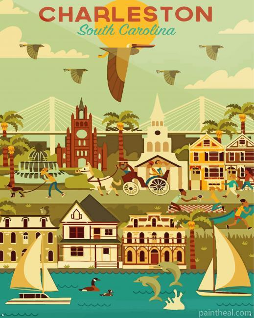 Charleston SC Poster Painting By Numbers Kits