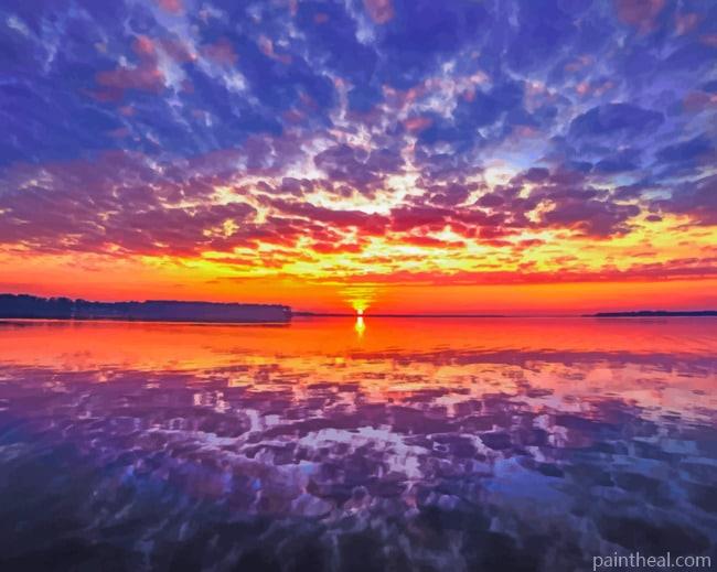 Cloudy Sunset Reflection Painting By Numbers Kits