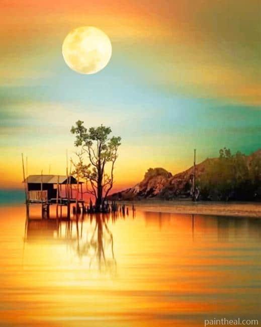 Moonlight Orange Sky Painting By Numbers Kits