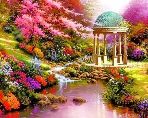 Gazebo By The Lake Kinkade Painting By Numbers Kits