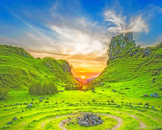 Scotland Green Landscape Painting By Numbers Kits