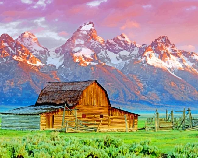 Wooden Barn In Teton Painting By Numbers Kits