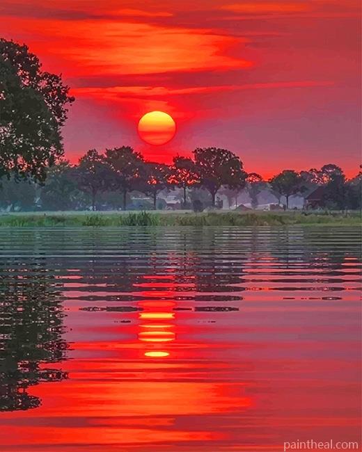 Red Sunset Painting By Numbers Kits