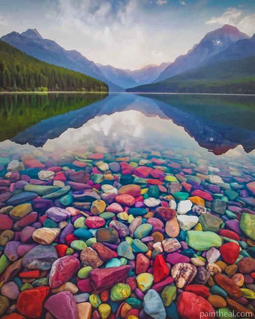 Lake Glacier National Park Rocks Painting By Numbers Kits