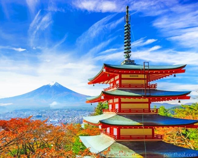 Mt Fuji Fujiyoshida Japan Painting By Numbers Kits