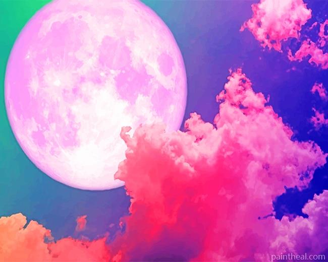 Pink Full Moon Painting By Numbers Kits