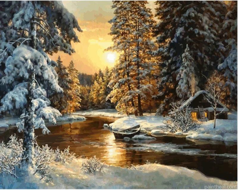 Snowfall Forest Painting By Numbers Kits