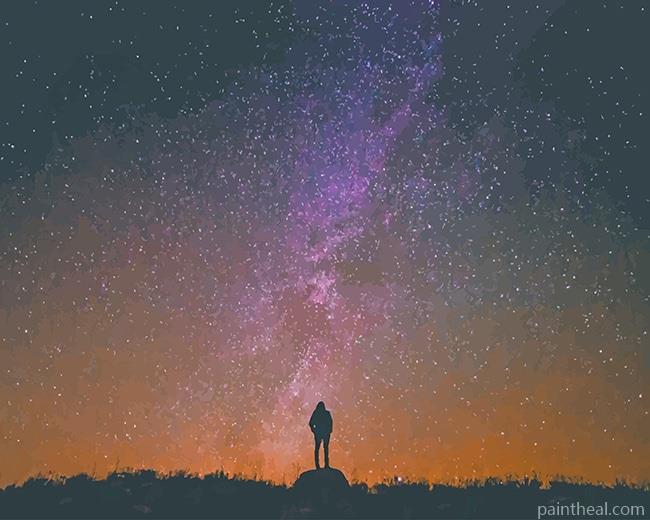 Galaxy Man Silhouette Painting By Numbers Kits