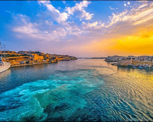 Malta Harbor Sunset Painting By Numbers Kits