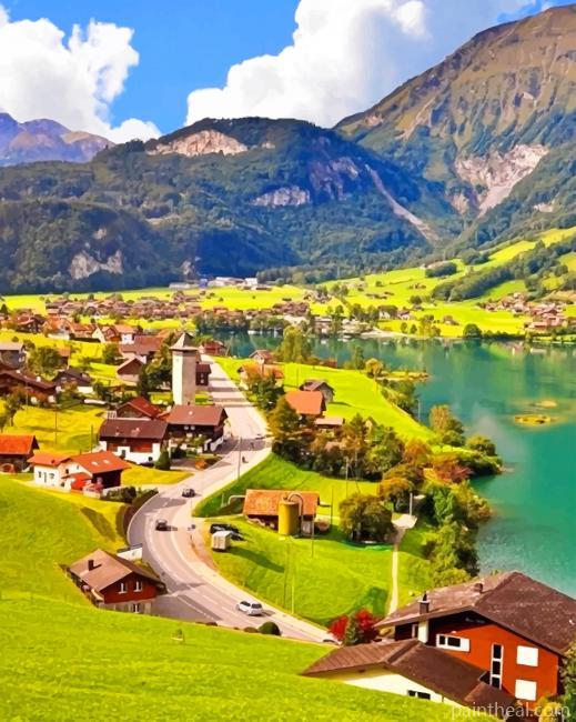 Lake Lungern Switzerland Painting By Numbers Kits