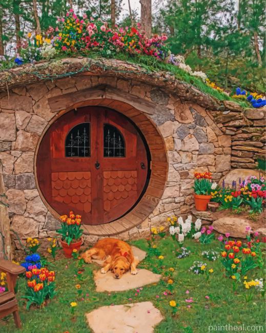 Hobbit Hole And Flowers Painting By Numbers Kits