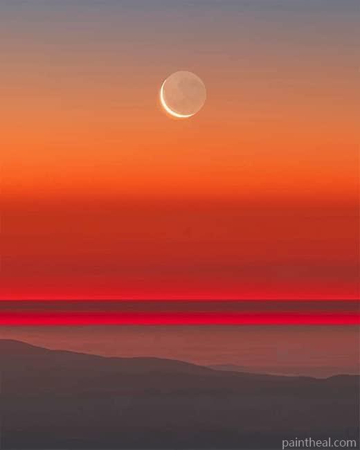 Twilight Orange Moon Painting By Numbers Kits