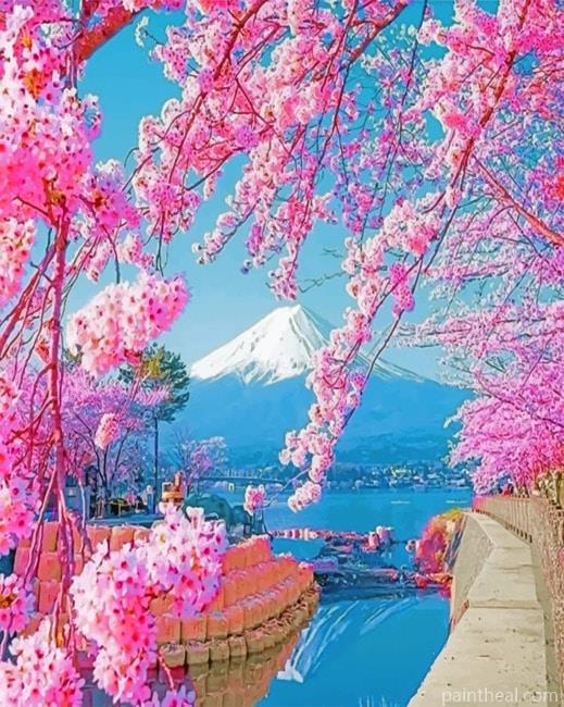Beautiful Cherry Blossom Painting By Numbers Kits