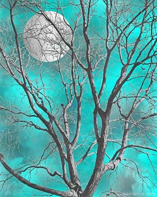 Dead Tree And Full Moon Painting By Numbers Kits
