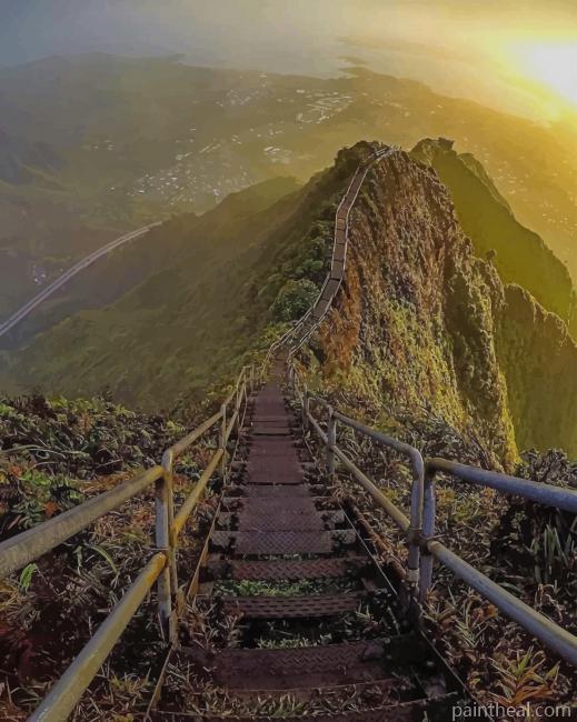 Stairway To Heaven Oahu Hawaii Painting By Numbers Kits