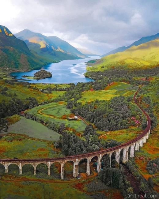 Glenfinnan Viaduct Scotland Painting By Numbers Kits