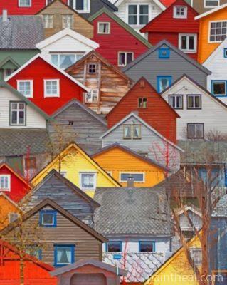 Voss Norway Colorful Houses Painting By Numbers Kits