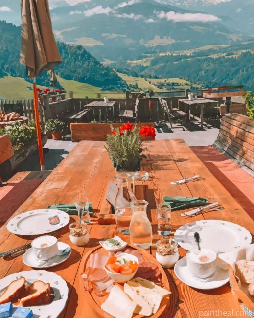 Breakfast View In Austria Painting By Numbers Kits