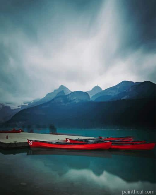 Kayaks On Lake Painting By Numbers Kits