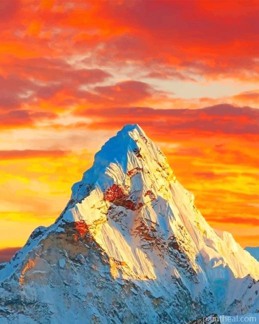 Orange Sky Mountain Painting By Numbers Kits