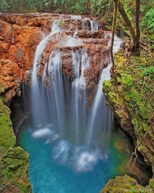 Turquoise Waterfall Brazil Painting By Numbers Kits